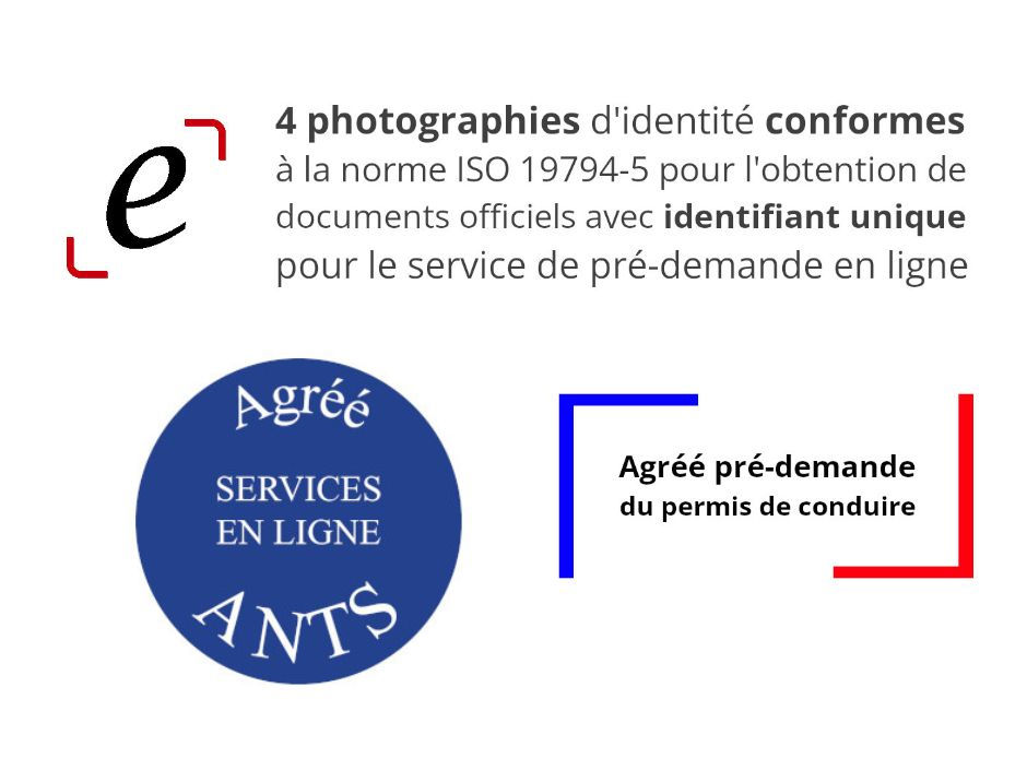 Visuel présentant l’e-photo et l’agrément ANTS pour les démarches en ligne du permis de conduire.