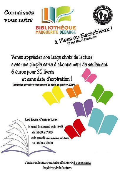Affiche d'information sur la bibliothèque Marguerite Debarge