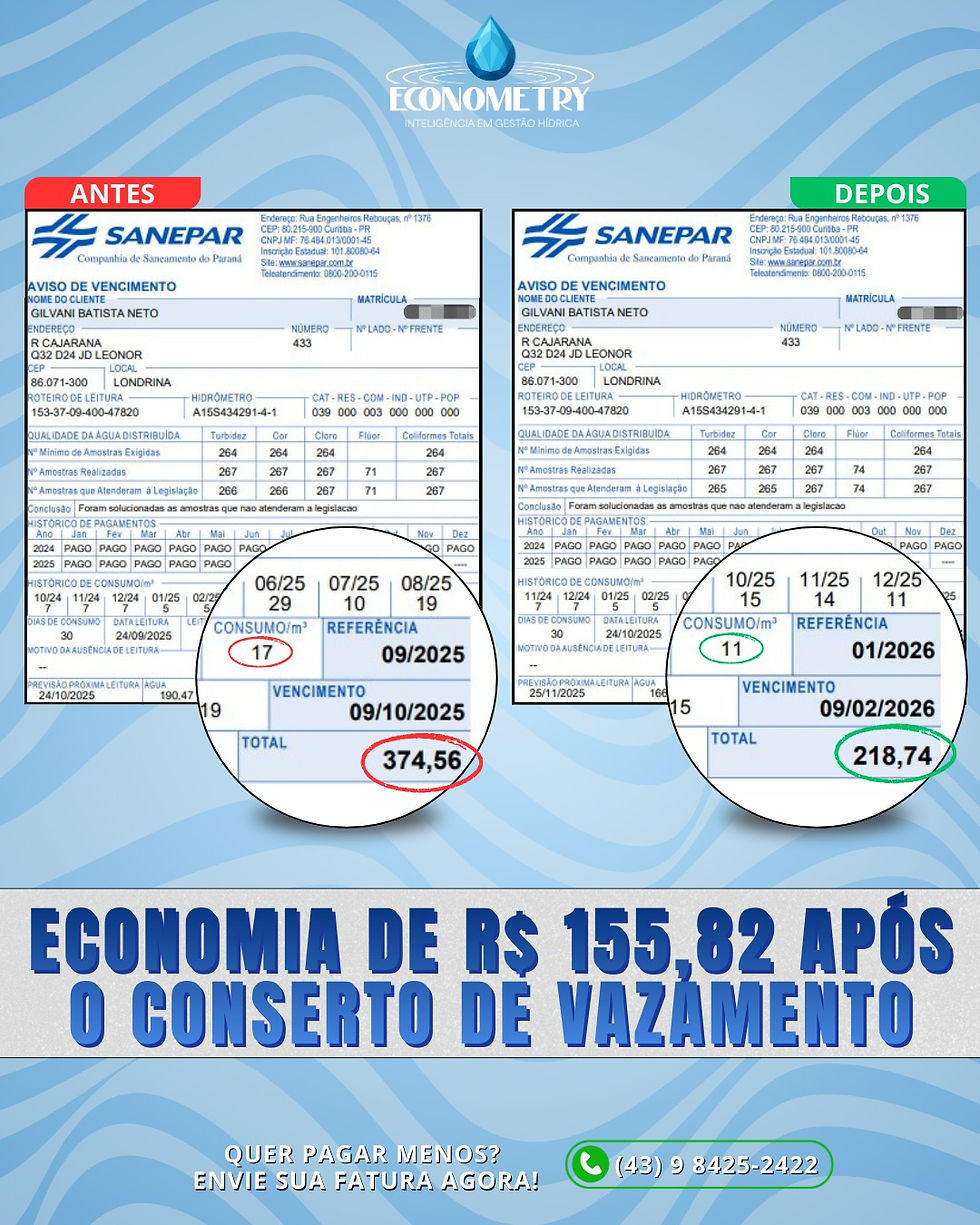 Economia com conserto de vazamento - Gilvani