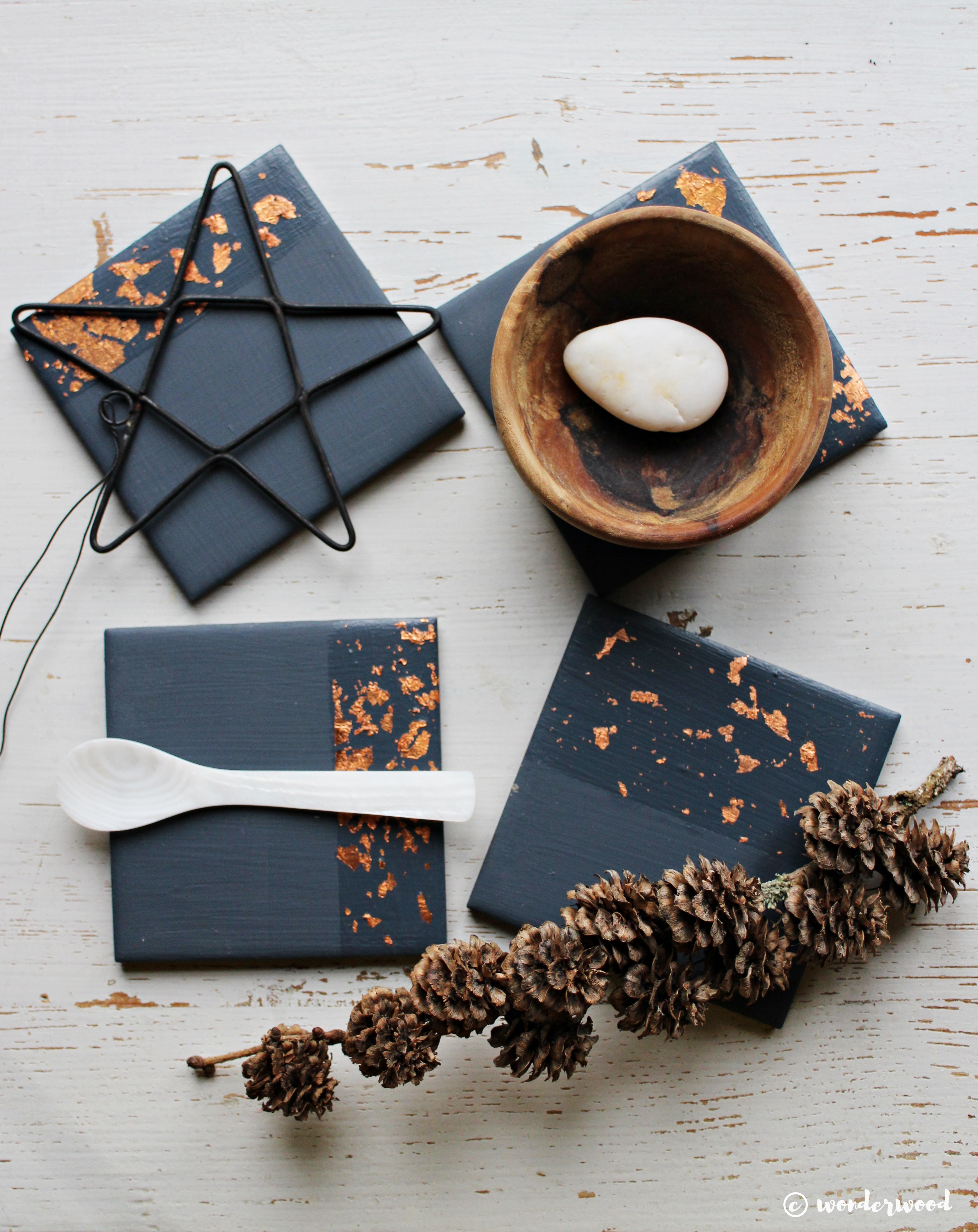 copper leaf coasters