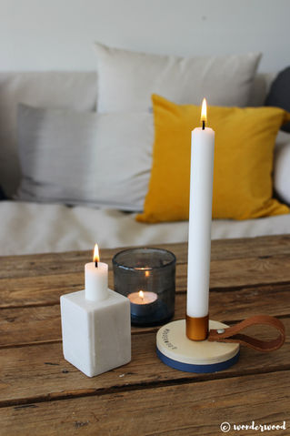 diy lysestake i tre // diy wooden candle holder