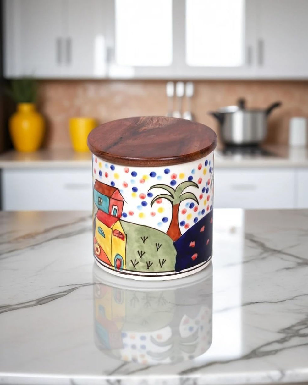 Thumbnail: Hand Painted Stoneware Jar