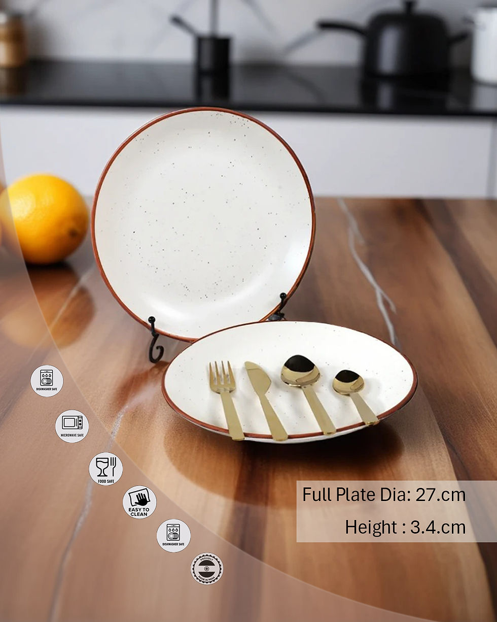 Thumbnail: Luxury 15-Piece Stoneware Dinnerware Set with Gold Cutlery