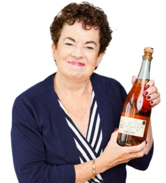Michele McQuillen sporting a bottle of Scout & Cellar.