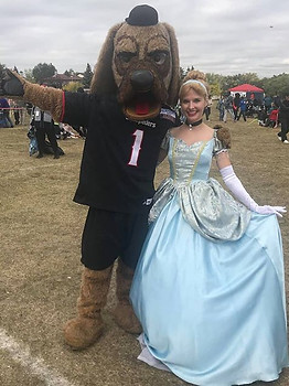 Calgary Stampeders Mascot Ralph with Dazzling Princess Parties Cinderella