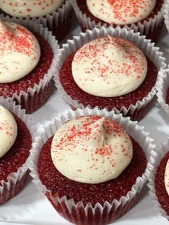 Red Velvet Cupcakes with red sprinkles
