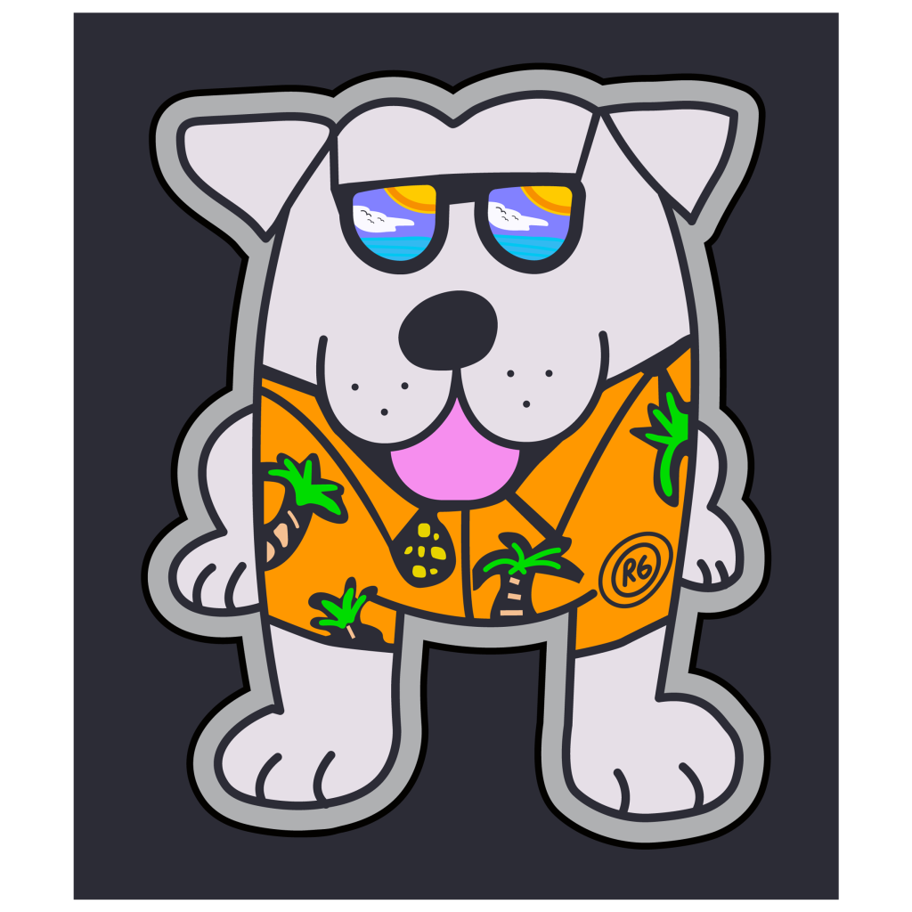 Binky and Bell Hawaiian shirt dog design