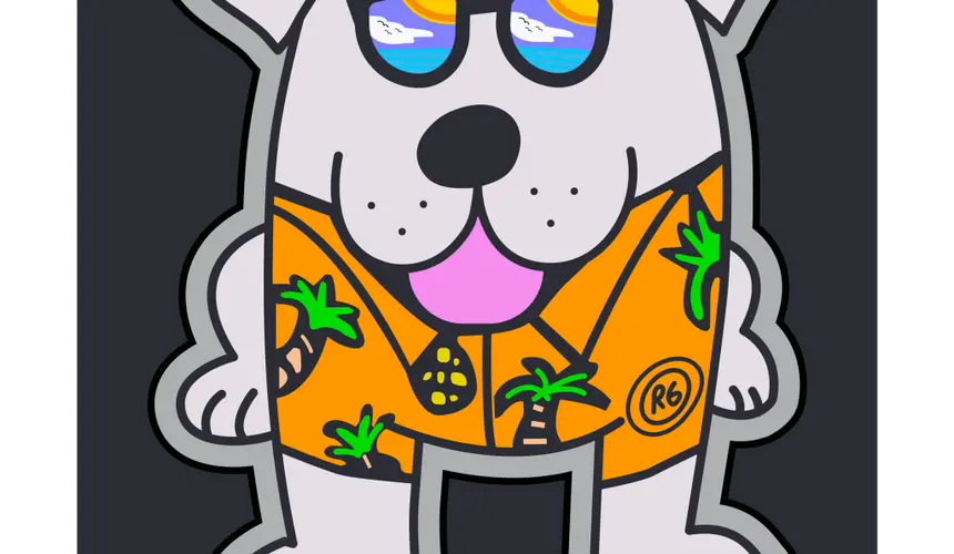 Binky and Bell Hawaiian shirt dog design