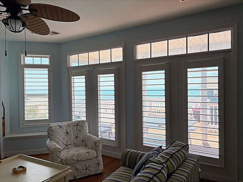 Hybrid shutters in an Oceanfront home in Ocean Isle Beach.