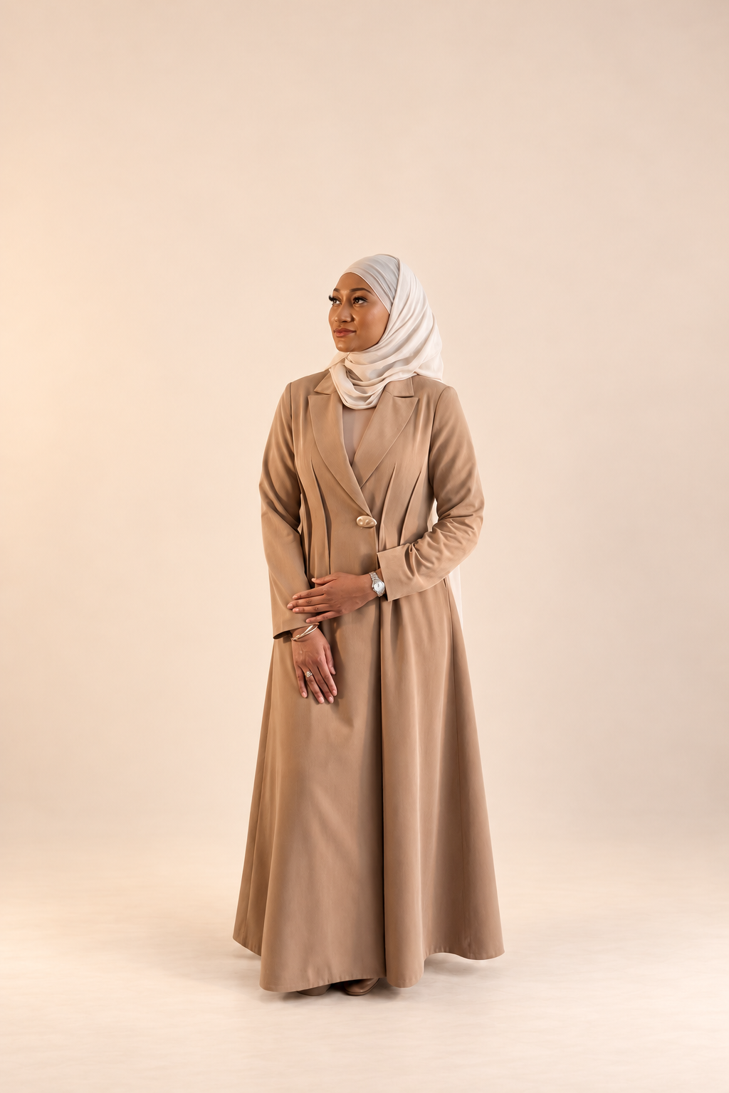 Safa Modest Trench Coat — Sand