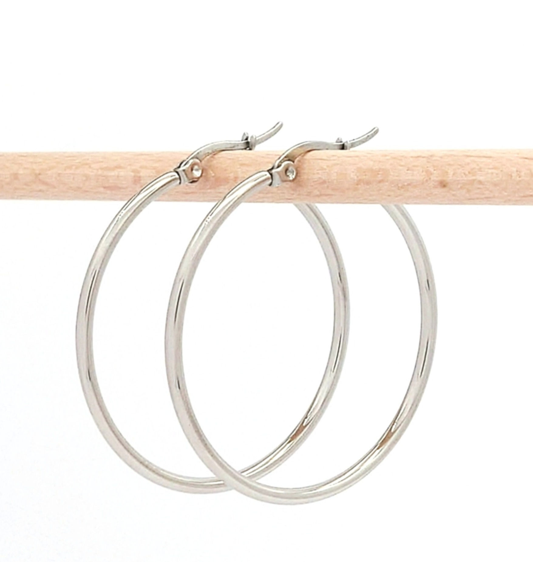 Klassische Creolen 40mm, Silber