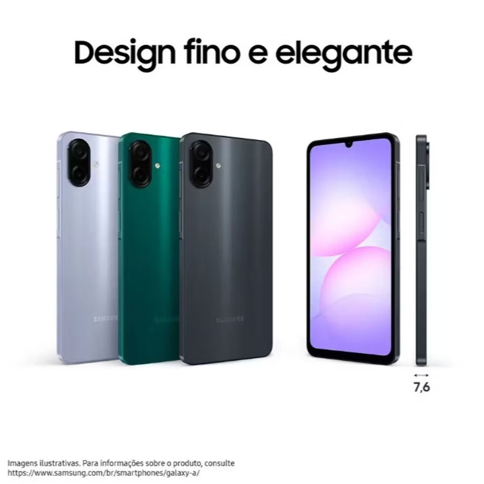 Miniatura: Smartphone Samsung A07 128GB 4GB RAM Tela 6,7" Câm. Dupla + Selfie 8MP