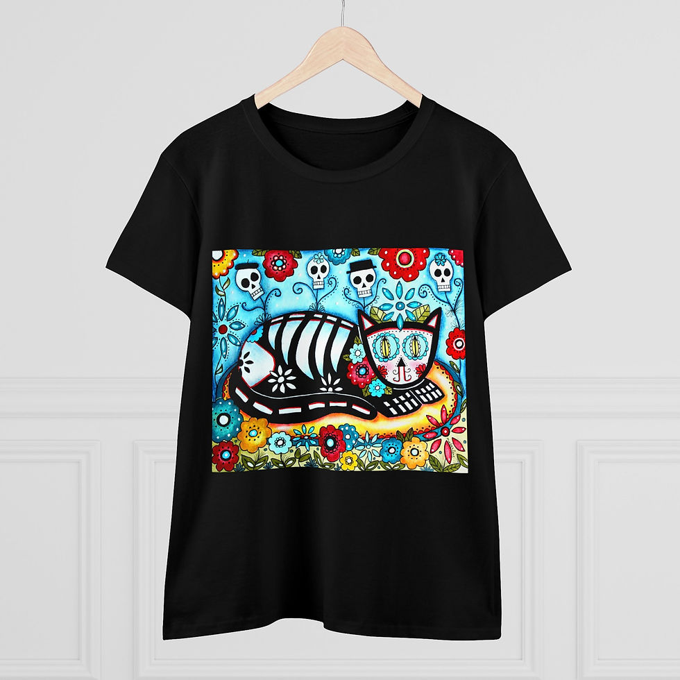 Thumbnail: Day of the Dead Kitty Unisex Heavy Cotton Tee