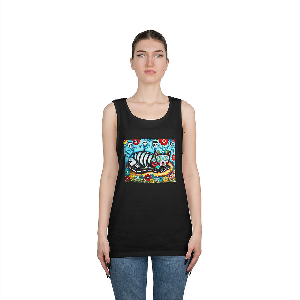 Thumbnail: Day of the Dead Kitty Unisex Heavy Cotton Tank Top