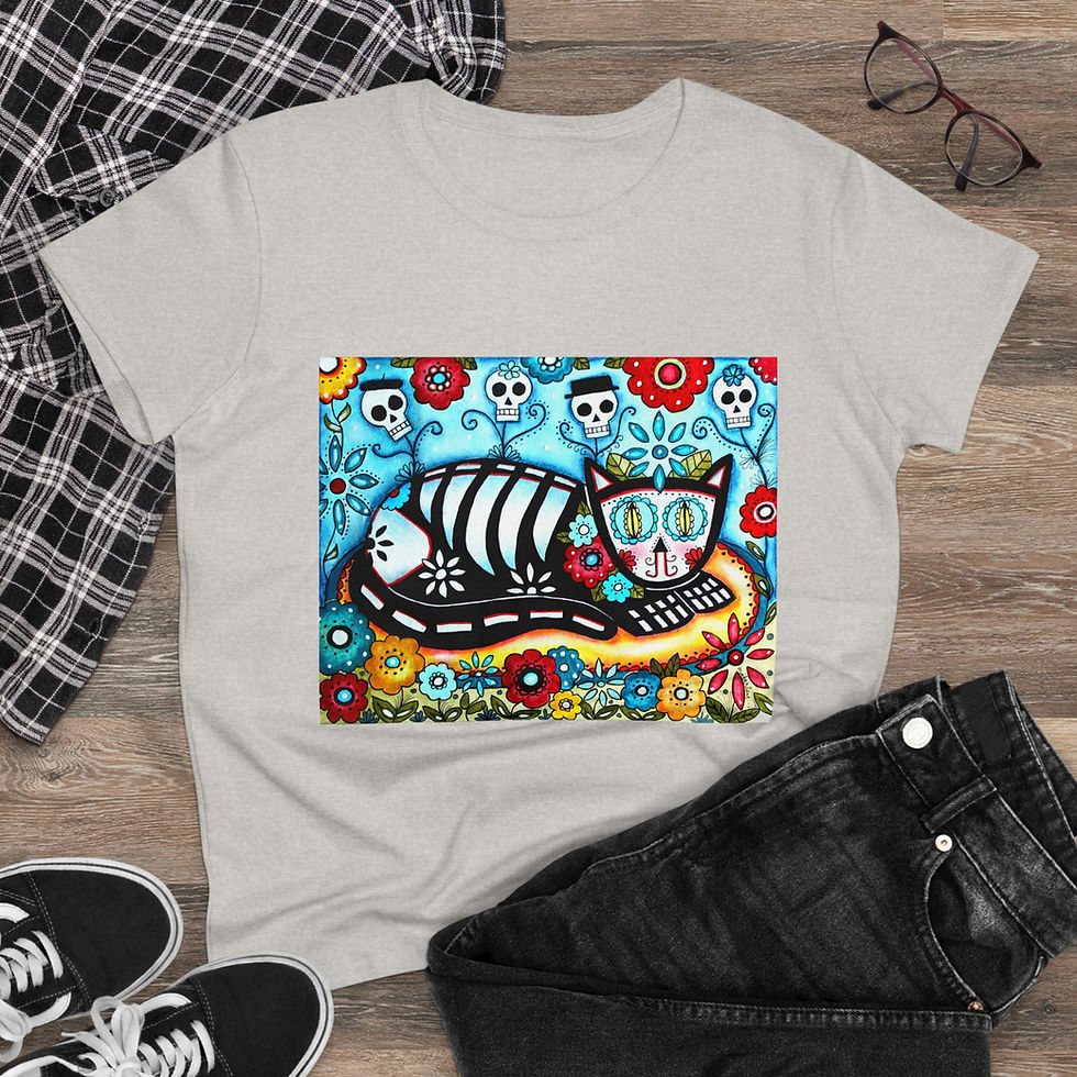 Thumbnail: Day of the Dead Kitty Unisex Heavy Cotton Tee
