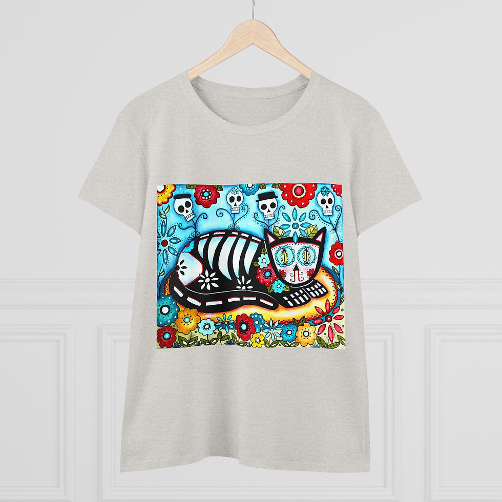 Thumbnail: Day of the Dead Kitty Unisex Heavy Cotton Tee