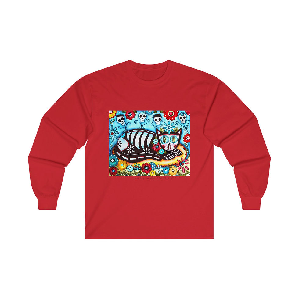 Thumbnail: Day of the Dead Kitty Unisex Ultra Cotton Long Sleeve Tee