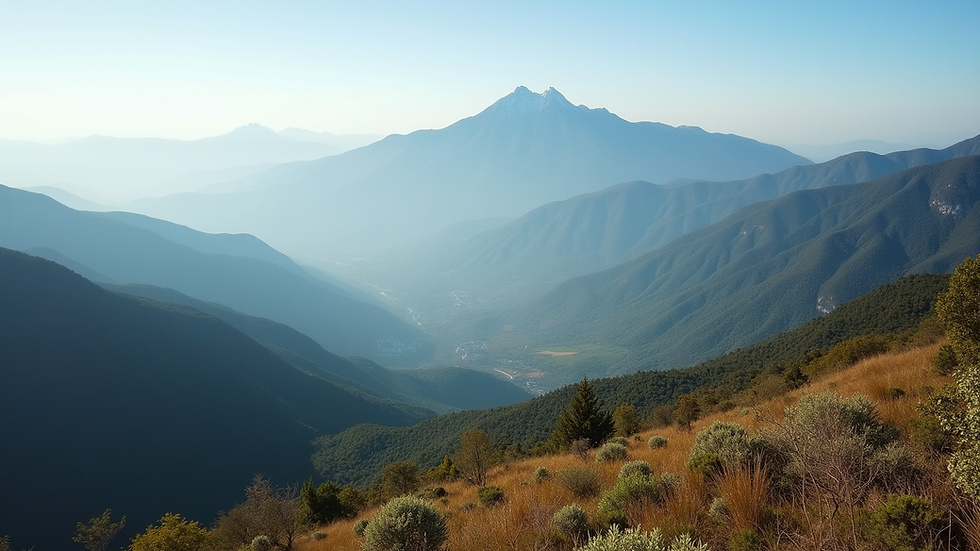 Vista panorámica de la Sierra Nevada de Santa Marta con montañas y vegetación