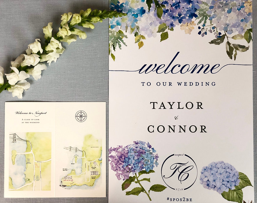 Newport Wedding Map and Welcome Sign