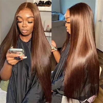 Thumbnail: Lace Wig Hair Wigs 13*4 Ladies Long Straight Hair Light Golden High Temperature