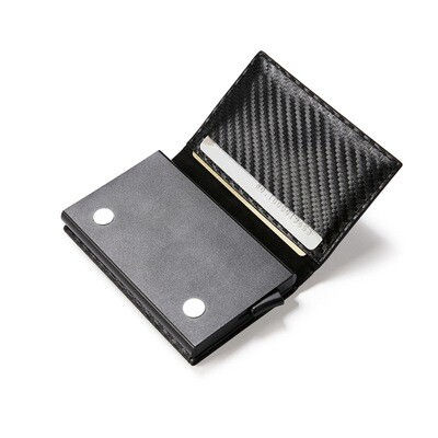 Thumbnail: Carbon Fiber Pattern Magnetic Buckle Card Holder Airtag Tracker Multi-function C