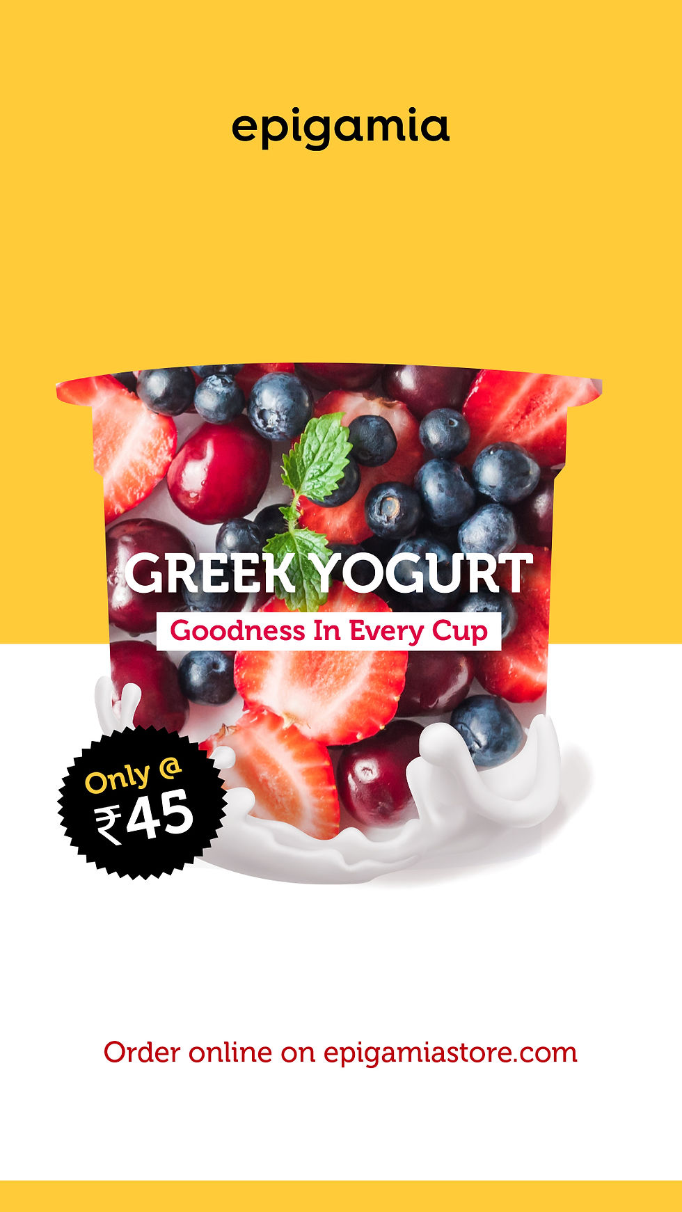 Epigamia yogurt social media campaign and visual design