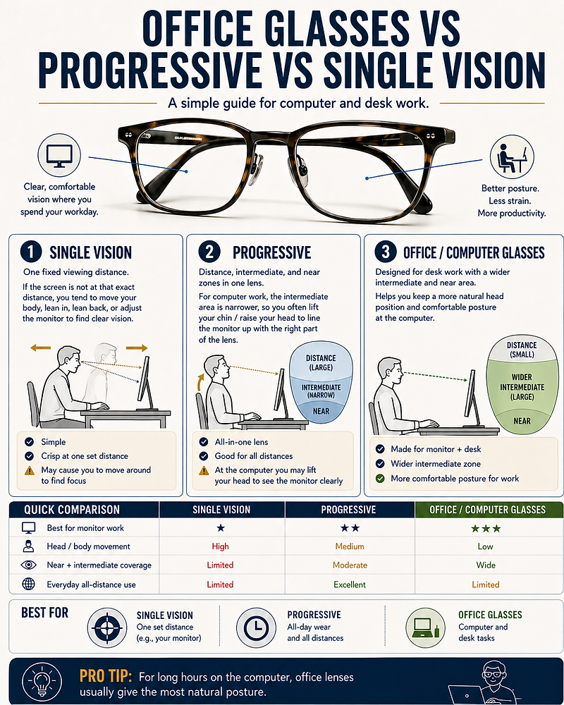 Standard Vs Computer Progressive Comparison of Computer Glasses and Progressive Glasses