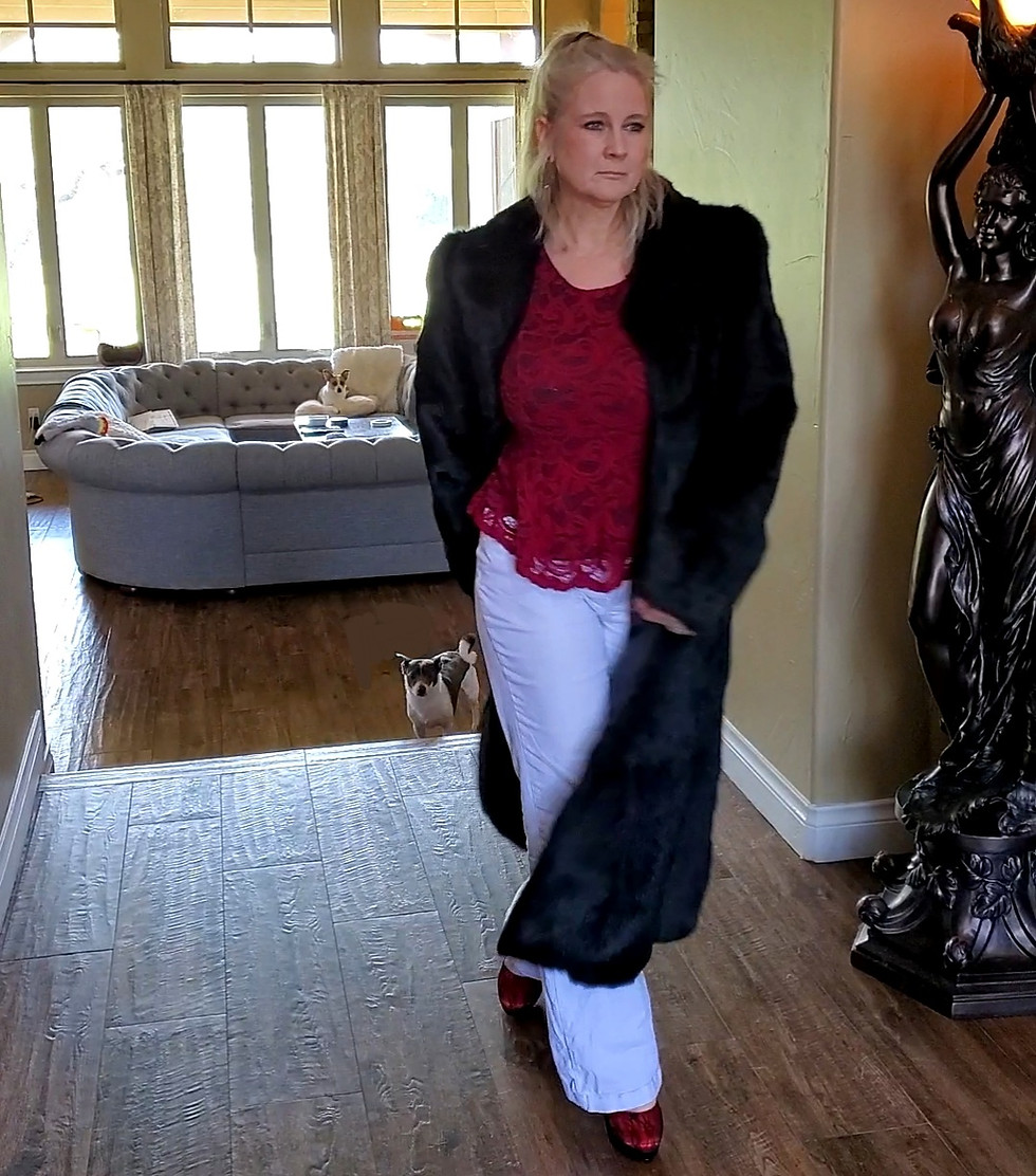 Thumbnail: Extra Long Super Plush Black Rabbit Fur Coat
