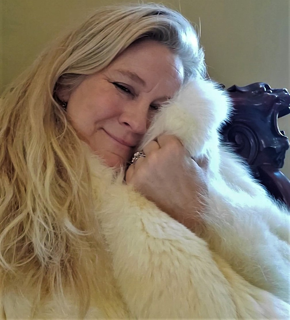 Thumbnail: Ivory Fox Fur Coat with Rolling Sleeves sz Lg