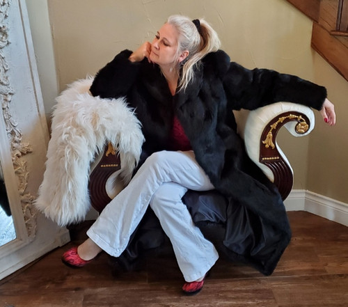 Extra Long Super Plush Black Rabbit Fur Coat | My Site