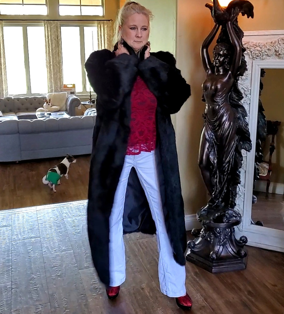 Thumbnail: Extra Long Super Plush Black Rabbit Fur Coat