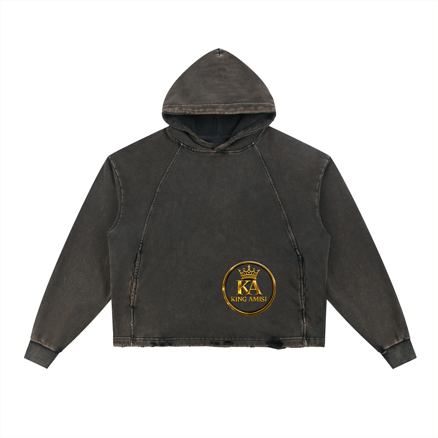 Vintage Washed Frayed-Hem Hoodie