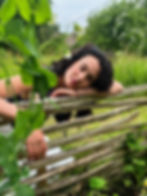 fashion model flowers english cottage garden