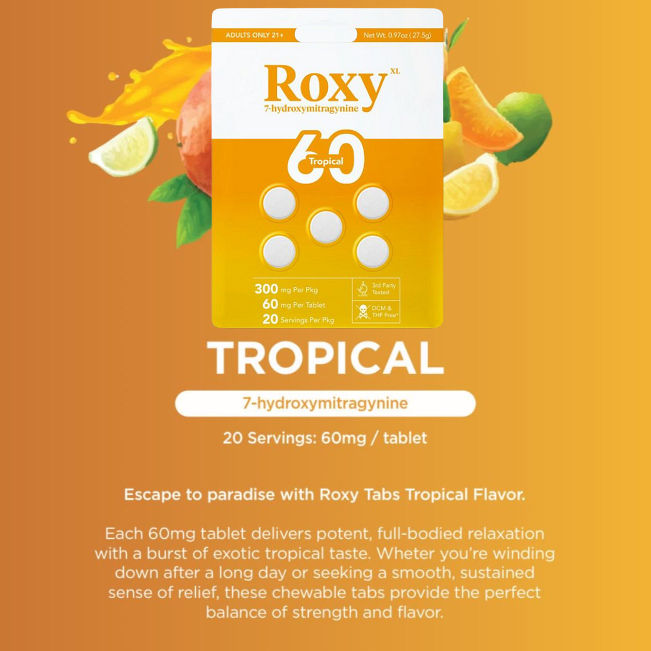 roxy xl 7 hydroxymitragynine 5ct x 60mg chewable tablets