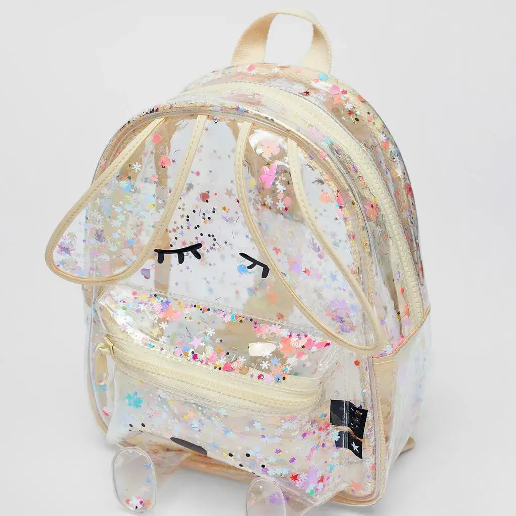 Summer New Sequins Glittering Bunny Shape Transparent Backpack Shopping Glitter