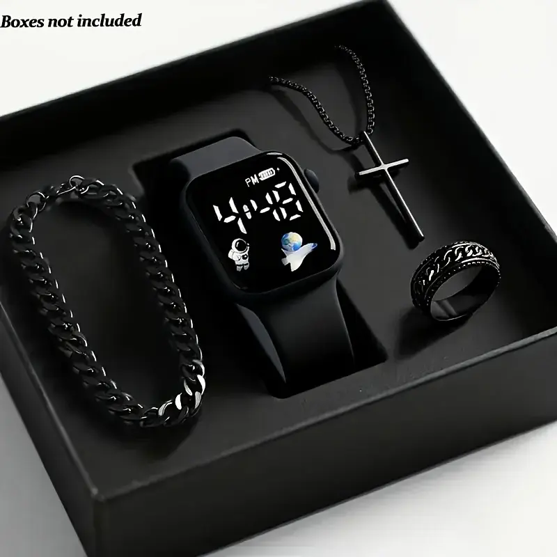 Four Piece Men's Accessory Gift Box Set - Low Voltage Running Digital Electronic