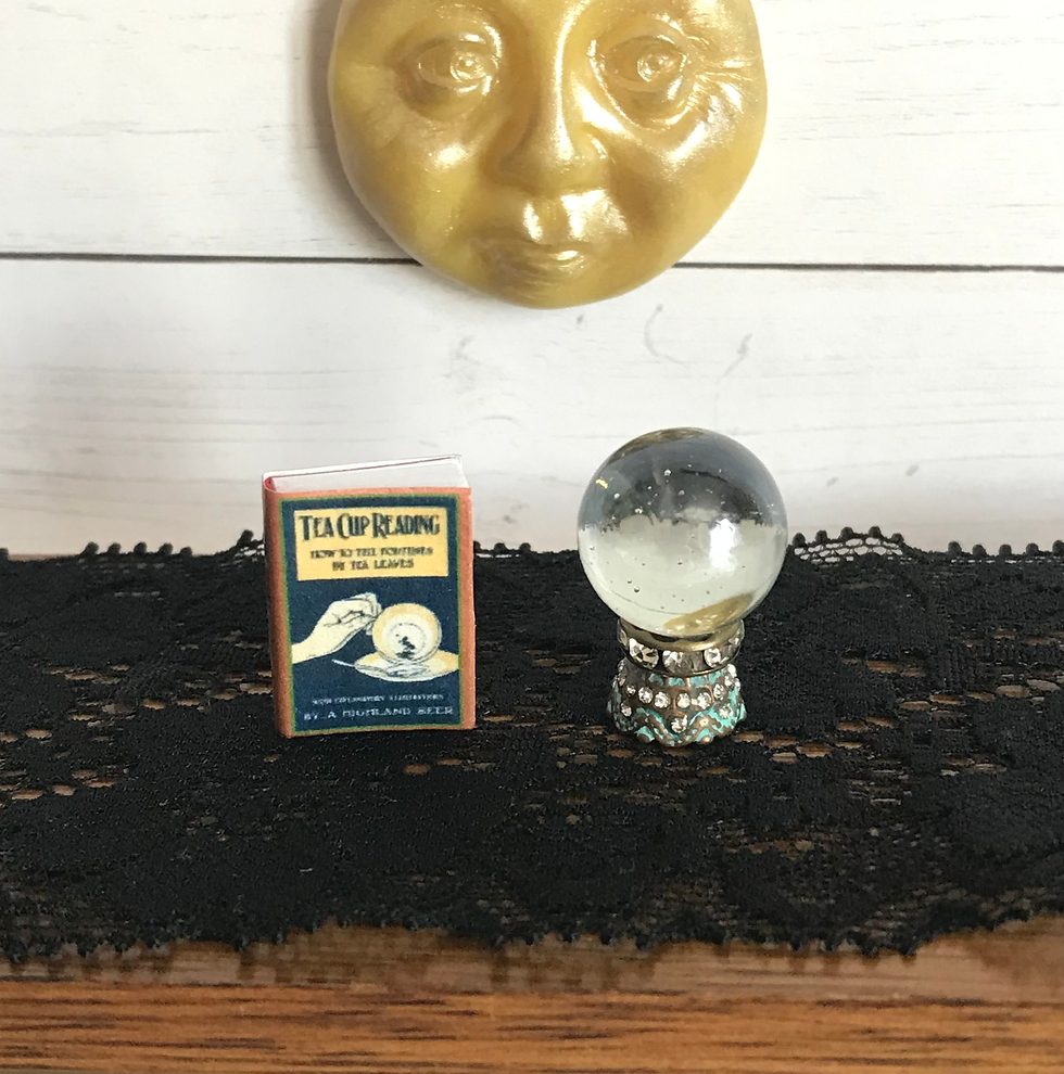 Crystal Ball Dollhouse Halloween Fortune Teller Set of 2, Book & Crystal Ball