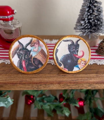 Thumbnail: Mini Krampus Dollhouse, Set of 2 Ceramic Plates, Creepmas Holiday Decor