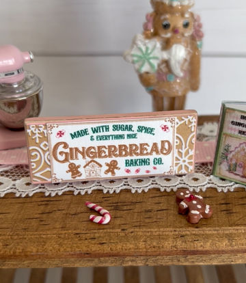 Thumbnail: Dollhouse Christmas, Set of 2 Minis, 1:12 Gingerbread Sign & Recipe Book Decor