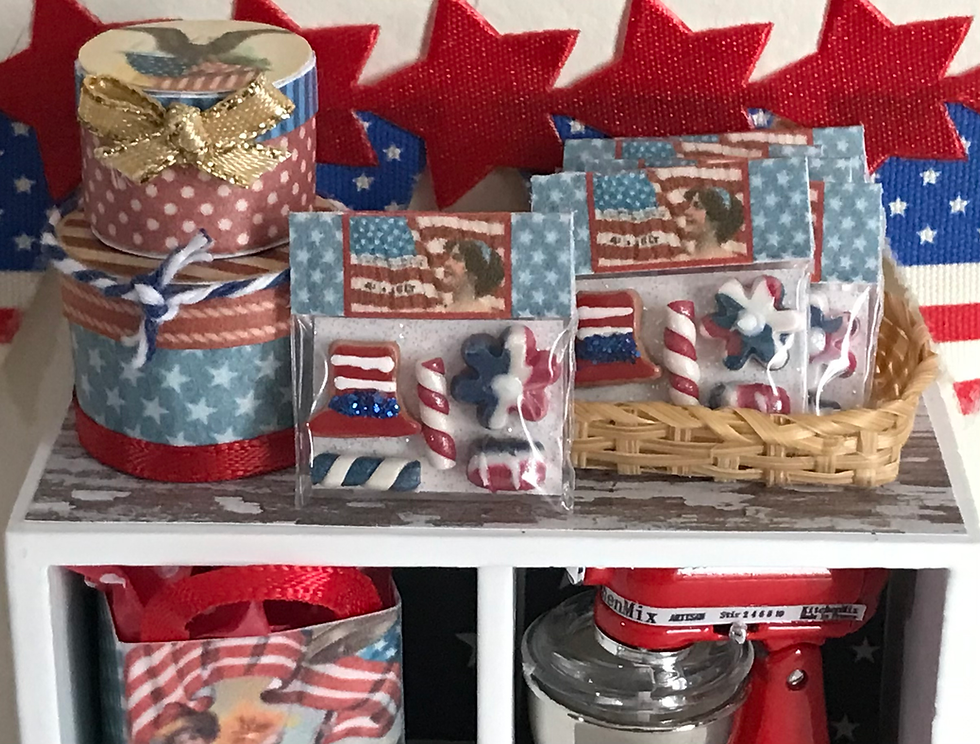 Thumbnail: One 4th of July Dollhouse Miniature 1:12 Scale, Treat Bag with Topper