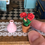 Thumbnail: 2 Piece Set, Mini Dollhouse 1:12 Red Paper Roses in Clay Pot, Pink Ceramic Vase