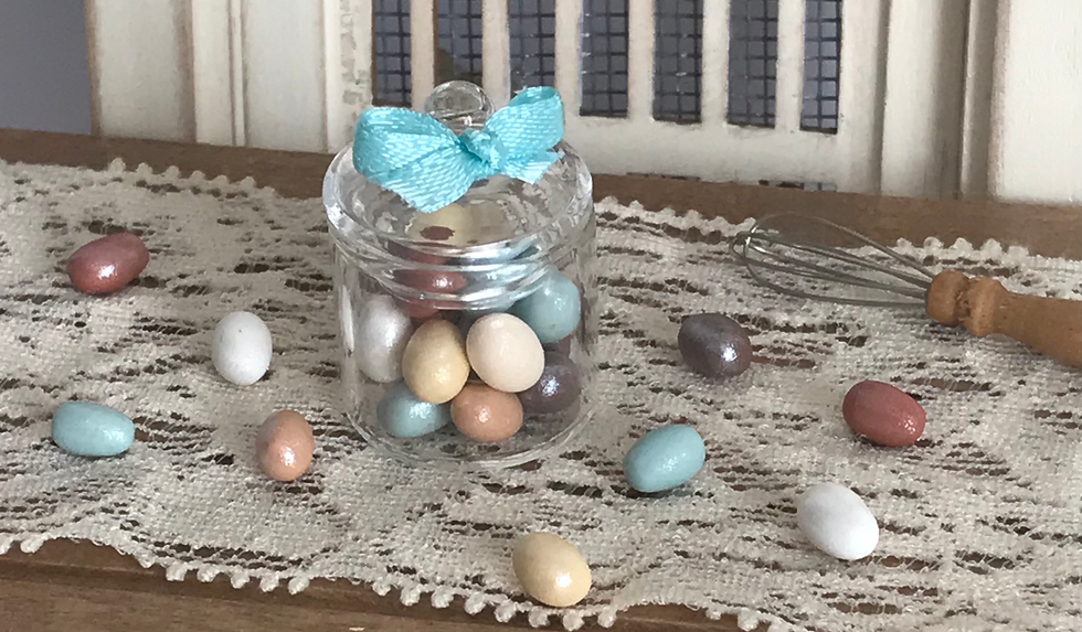 Thumbnail: 1:12 Scale Dollhouse Egg Filled Glass Jar, Mini Farm Decor