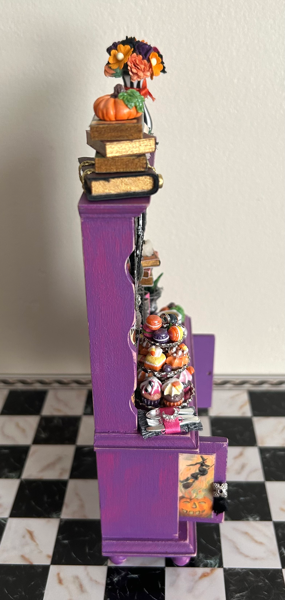 Thumbnail: Mini Halloween Dollhouse, 1:12 Handmade Witch's Cabinet with Sweets & Potions