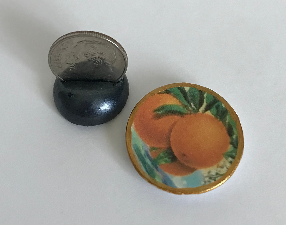 Thumbnail: Set of Four, 1:12 Scale Fruit Themed Dollhouse Miniature Ceramic Plates, Lemon