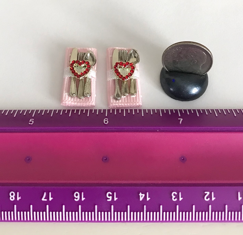 Thumbnail: Set of 2 Dollhouse Valentine's Day 1:12 Napkins with Flatware and Hearts