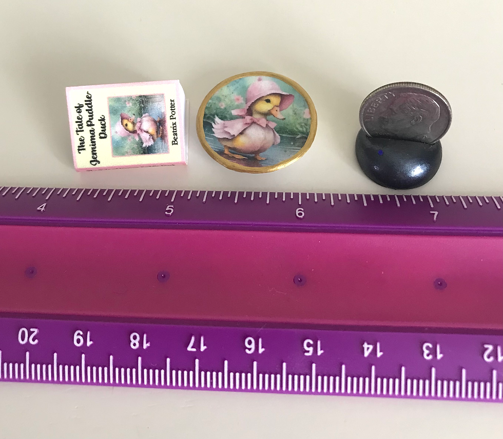 Thumbnail: Mini Spring Dollhouse, 1:12 Beatrix Potter Jemima Duck Ceramic Plate & Book Set