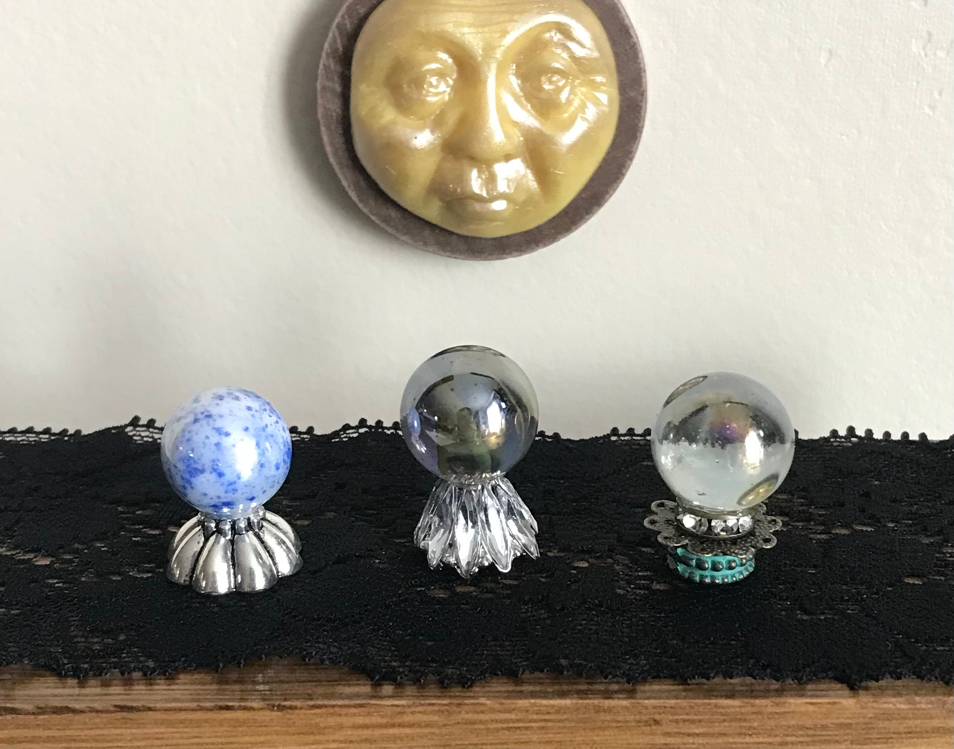 Dollhouse Crystal Balls, One Miniature 1:12 Scale Crystal Ball, 3 Styles