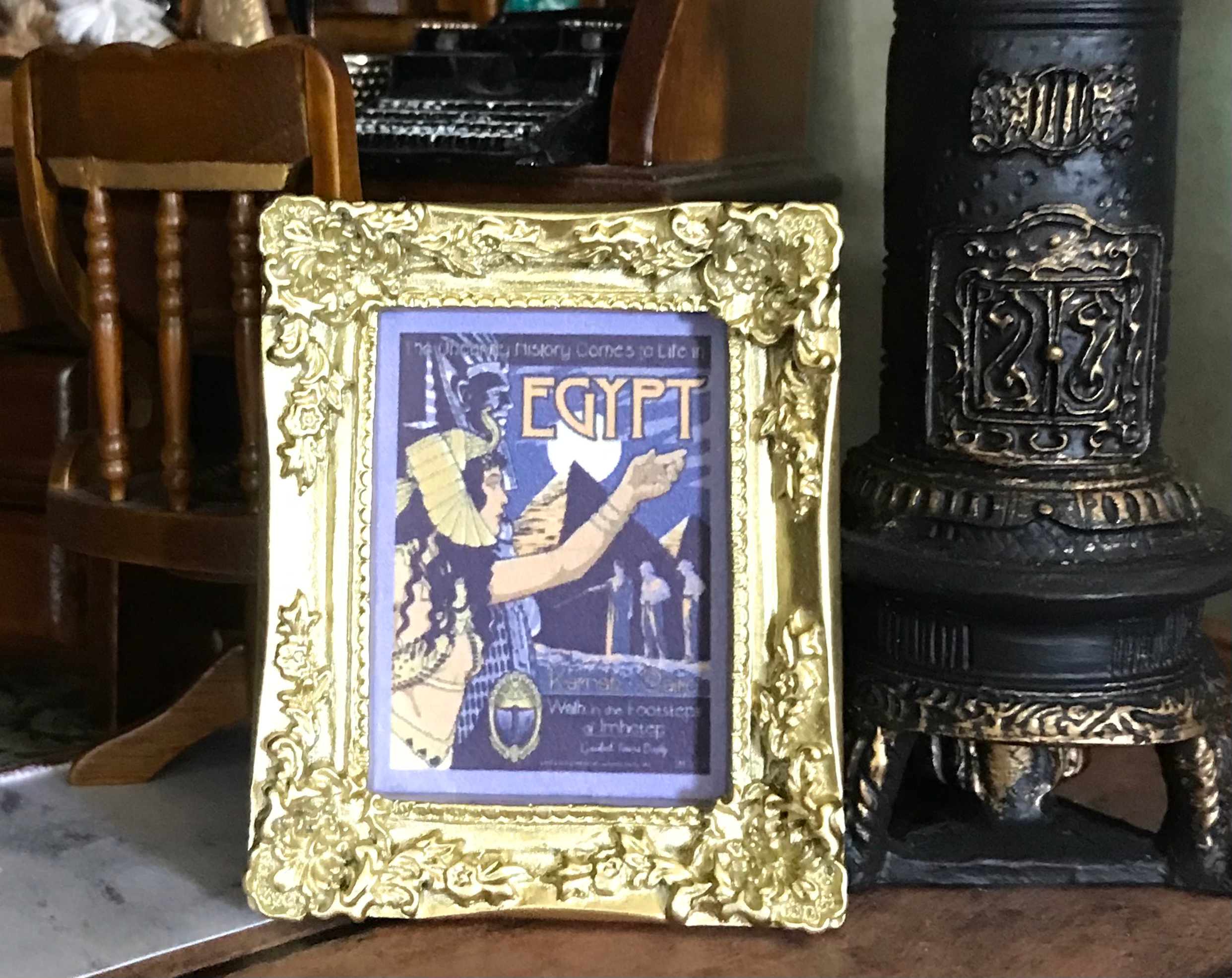 Dollhouse Miniature Egyptian Framed Travel Poster, Ancient Travel, Curiosities