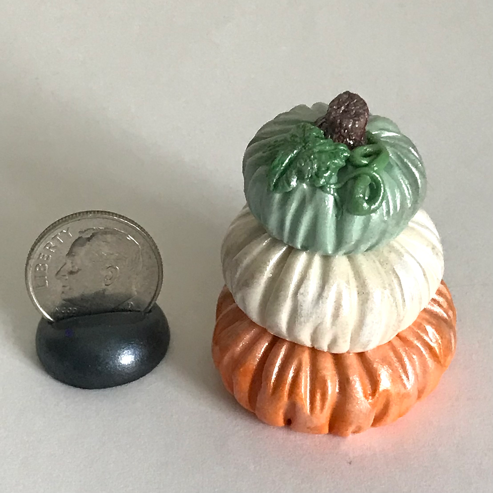 Thumbnail: Miniature Dollhouse Stacked Pumpkins, One, 1;12 Orange, Blue & White
