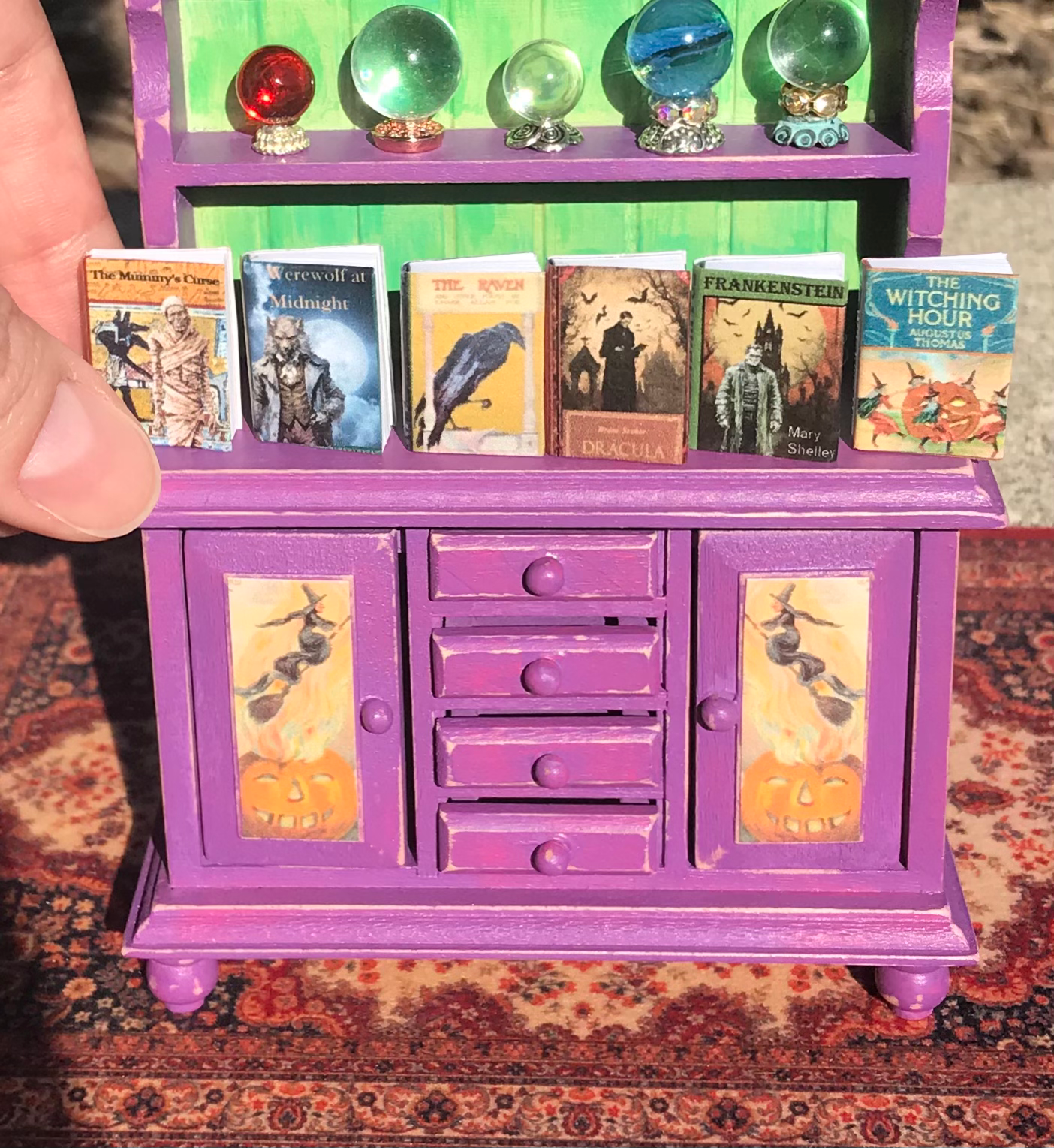 Set of 6 Different Halloween 1:12 Scale Dollhouse Books, Frankenstein, Dracula